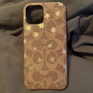 iPhone 12 COACH Leather Case in Signature with Details Canvas
